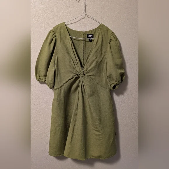 Lands End Green Puff Sleeve Dress - Picture 2 of 7